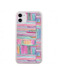 Coque iPhone 11 Watercolor Linear Meditation Pink -...