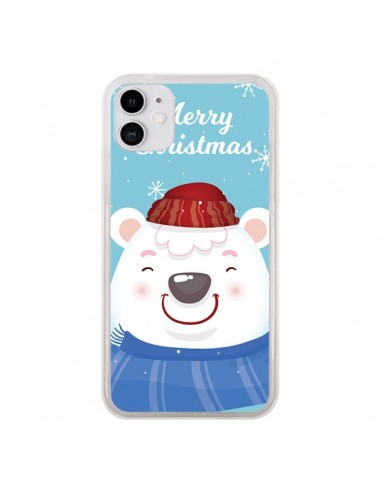 Coque iPhone 11 Ours Blanc de Noël Merry Christmas - Nico