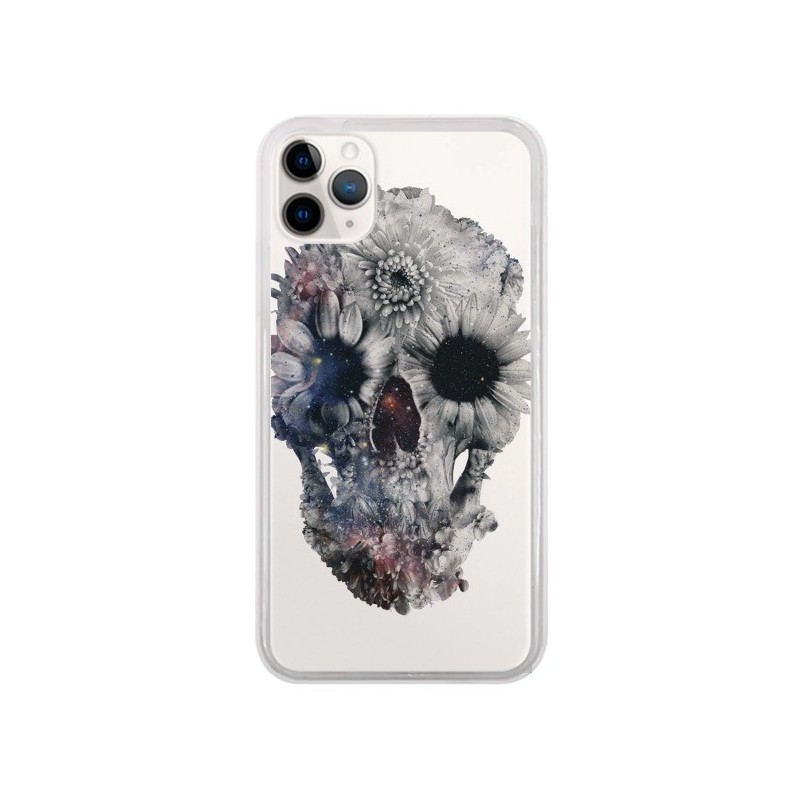 Coque iPhone 11 Pro Floral Skull Tête de Mort Transparente - Ali Gulec