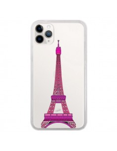 Coque iPhone 11 Pro Tour Eiffel Rose Paris Transparente -...
