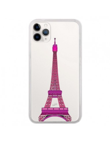 Coque iPhone 11 Pro Tour Eiffel Rose Paris Transparente - Asano Yamazaki
