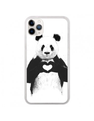Coque iPhone 11 Pro Panda Amour All you need is love - Balazs Solti