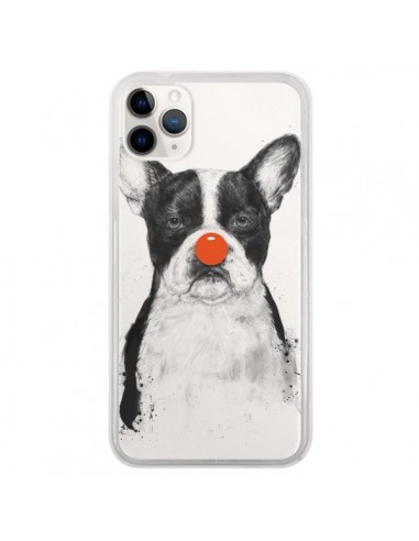 Coque iPhone 11 Pro Clown Bulldog Dog Chien Transparente - Balazs Solti