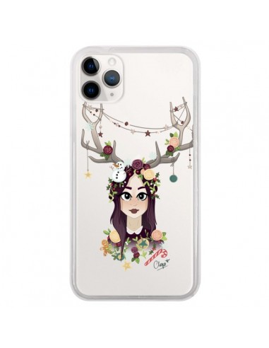 Coque iPhone 11 Pro Christmas Girl Femme Noel Bois Cerf Transparente - Chapo