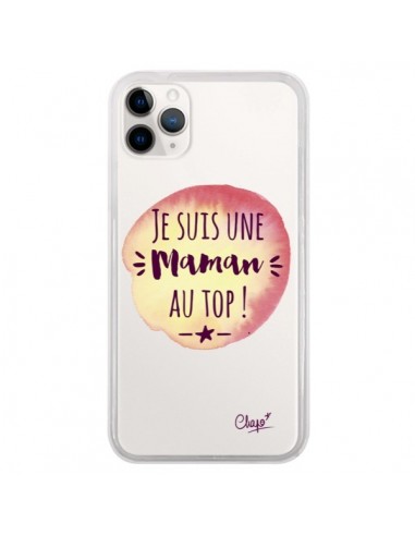 Coque iPhone 11 Pro Je suis une Maman au Top Orange Transparente - Chapo