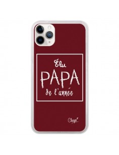 Coque iPhone 11 Pro Elu Papa de l'Année Rouge Bordeaux -...