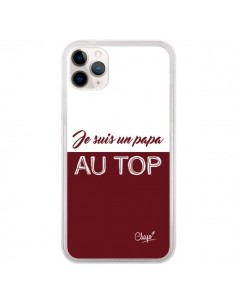 Coque iPhone 11 Pro Je suis un Papa au Top Rouge Bordeaux...