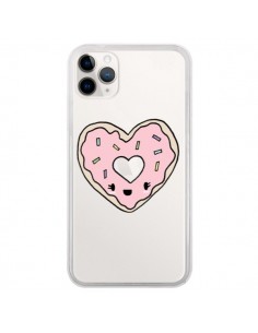 Coque iPhone 11 Pro Donuts Heart Coeur Rose Transparente...