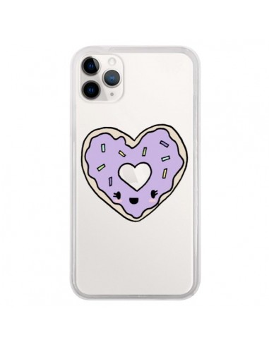 Coque iPhone 11 Pro Donuts Heart Coeur Violet Transparente - Claudia Ramos