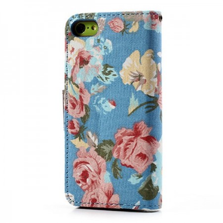 Etui Portefeuille en Jean à Fleurs pour iPhone 5C Etui Portefeuille en Jean à Fleurs pour iPhone 5C