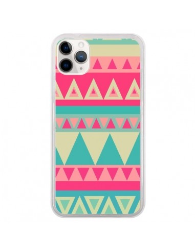 Coque iPhone 11 Pro Azteque Rose Vert - Eleaxart