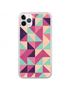 Coque iPhone 11 Pro Azteque Triangle Rose Vert - Eleaxart