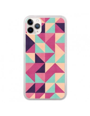 Coque iPhone 11 Pro Azteque Triangle Rose Vert - Eleaxart