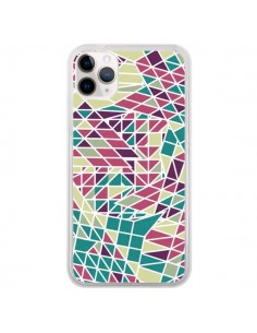 Coque iPhone 11 Pro Azteque Triangles Vert Violet - Eleaxart