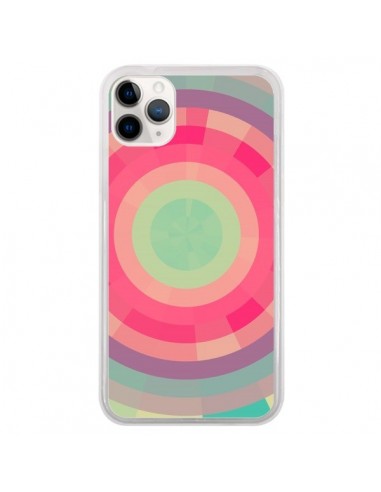 Coque iPhone 11 Pro Spirale de Couleurs Rose Vert - Eleaxart