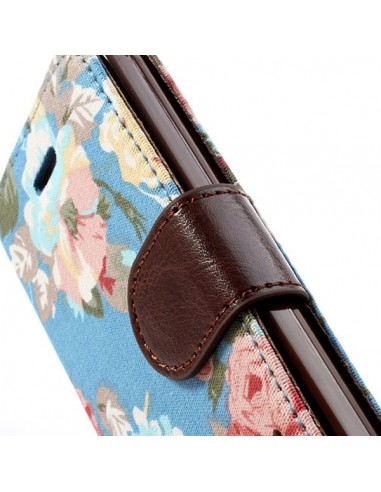 Etui Portefeuille en Jean à Fleurs pour iPhone 5C