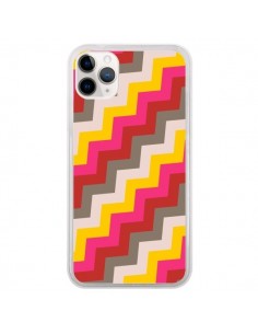 Coque iPhone 11 Pro Lignes Triangle Azteque Rose Rouge -...