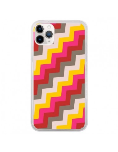 Coque iPhone 11 Pro Lignes Triangle Azteque Rose Rouge - Eleaxart