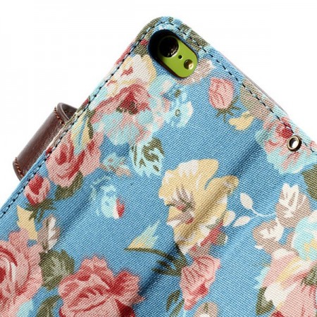 Etui Portefeuille en Jean à Fleurs pour iPhone 5C Etui Portefeuille en Jean à Fleurs pour iPhone 5C