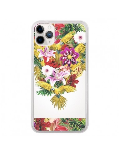 Coque iPhone 11 Pro Parrot Floral Perroquet Fleurs - Eleaxart