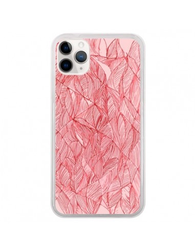 Coque iPhone 11 Pro Courbes Meandre Rouge Cerise -  Léa Clément