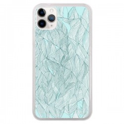 Coque iPhone 11 Pro Courbes Meandre Bleu Vert Nuageux -...