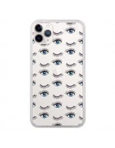 Coque iPhone 11 Pro Eyes Oeil Yeux Bleus Mosaïque...