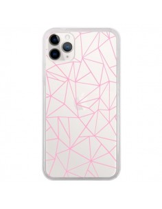 Coque iPhone 11 Pro Lignes Triangle Rose Transparente -...