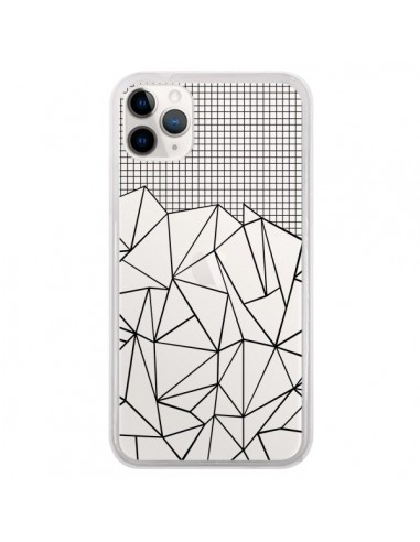 Coque iPhone 11 Pro Lignes Grille Grid Abstract Noir Transparente - Project M