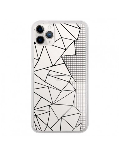 Coque iPhone 11 Pro Lignes Grilles Side Grid Abstract Noir Transparente - Project M