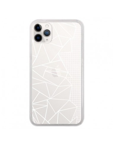 Coque iPhone 11 Pro Lignes Grilles Side Grid Abstract Blanc Transparente - Project M