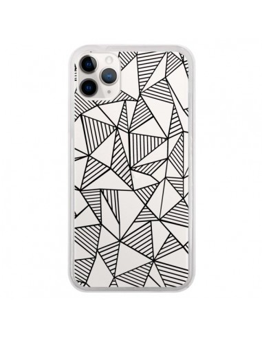 Coque iPhone 11 Pro Lignes Grilles Triangles Grid Abstract Noir Transparente - Project M