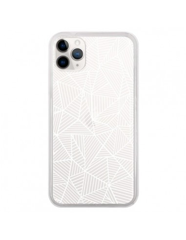 Coque iPhone 11 Pro Lignes Grilles Triangles Full Grid Abstract Blanc Transparente - Project M