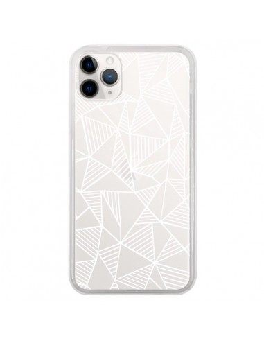 Coque iPhone 11 Pro Lignes Grilles Triangles Grid Abstract Blanc Transparente - Project M