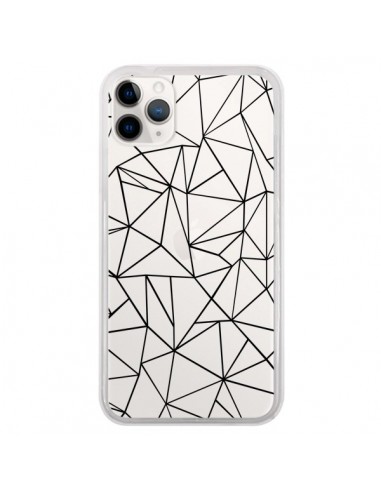 Coque iPhone 11 Pro Lignes Triangles Grid Abstract Noir Transparente - Project M