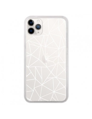 Coque iPhone 11 Pro Lignes Triangles Grid Abstract Blanc Transparente - Project M
