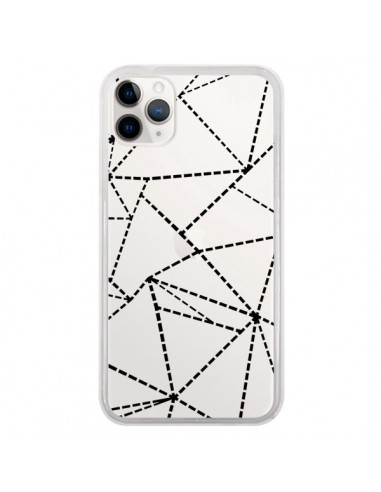 Coque iPhone 11 Pro Lignes Points Abstract Noir Transparente - Project M
