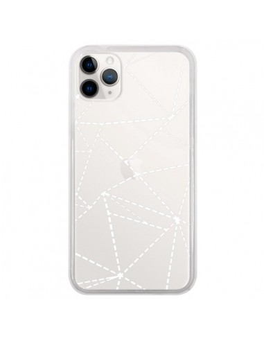 Coque iPhone 11 Pro Lignes Points Abstract Blanc Transparente - Project M