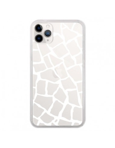 Coque iPhone 11 Pro Girafe Mosaïque Blanc Transparente - Project M