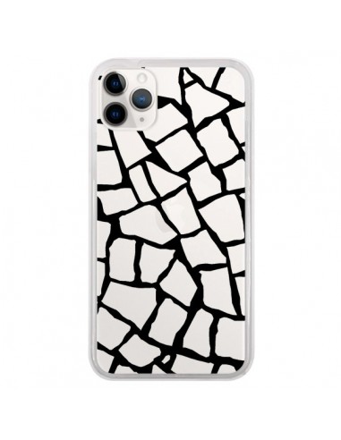 Coque iPhone 11 Pro Girafe Mosaïque Noir Transparente - Project M
