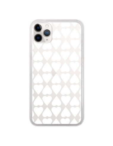 Coque iPhone 11 Pro Coeurs Heart Blanc Transparente - Project M