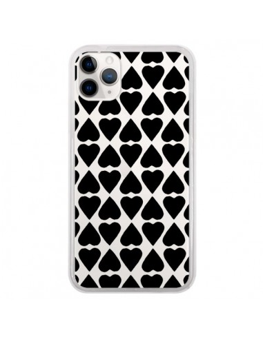 Coque iPhone 11 Pro Coeurs Heart Noir Transparente - Project M