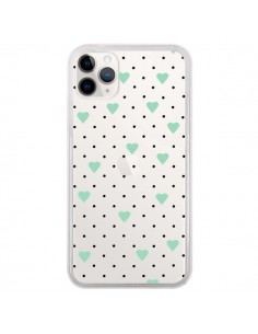 Coque iPhone 11 Pro Point Coeur Mint Bleu Vert Pin Point...