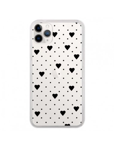 Coque iPhone 11 Pro Point Coeur Noir Pin Point Heart Transparente - Project M