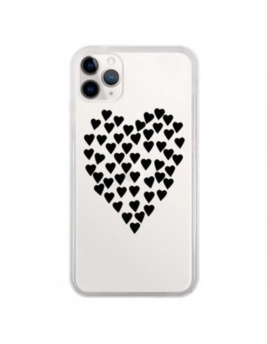 Coque iPhone 11 Pro Coeurs Heart Love Noir Transparente - Project M