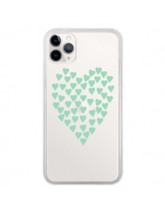 Coque iPhone 11 Pro Coeurs Heart Love Mint Bleu Vert...