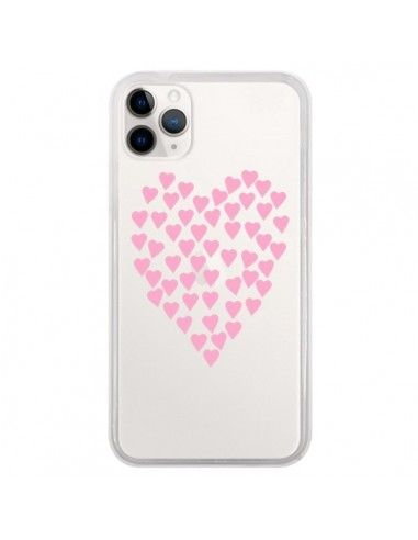 Coque iPhone 11 Pro Coeurs Heart Love Rose Pink Transparente - Project M