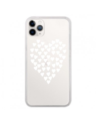Coque iPhone 11 Pro Coeurs Heart Love Blanc Transparente - Project M