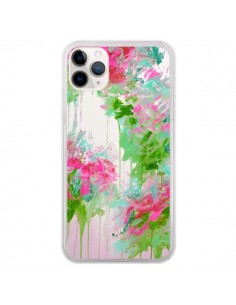 Coque iPhone 11 Pro Fleur Flower Rose Vert Transparente -...