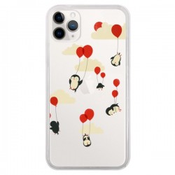 Coque iPhone 11 Pro Pingouin Ciel Ballons Transparente -...